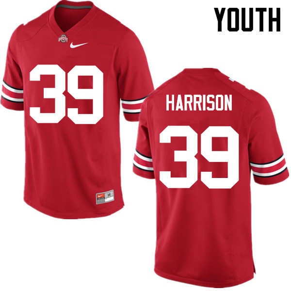 Ohio State Buckeyes Malik Harrison Youth #39 Red Game Stitched College Football Jersey